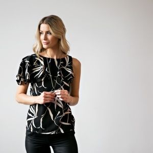 3/30 or 2/$25  HP Black and white One shoulder top